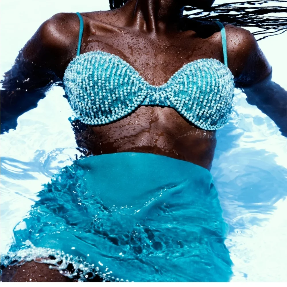 NEW Patbo Hand Beaded Bikini Top M/Bottom L - Picture 3 of 13
